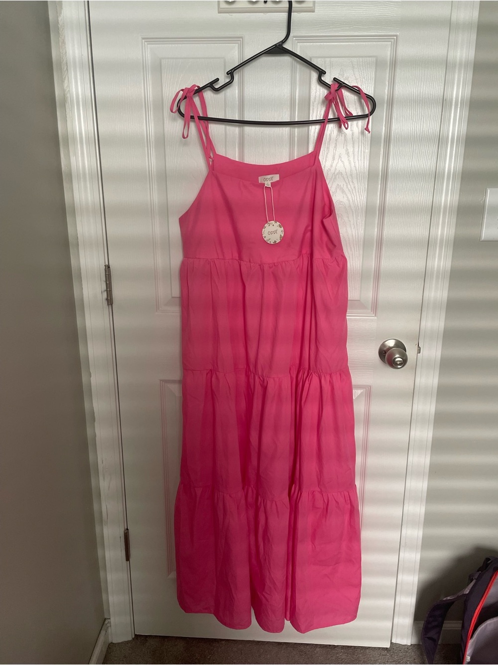 Women’s Tie-Shoulder Tiered Maxi Dress - Pink